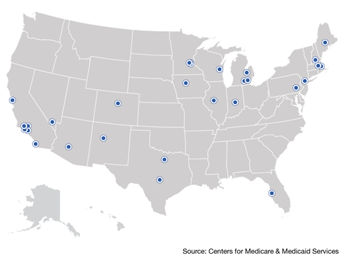 Pioneer ACOs mapped. Data is duplicated in the text below.