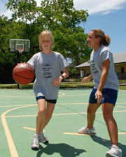 girls playing basketball
