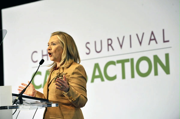 Photo of Secretary Clinton speaking at the Call to Action in June.