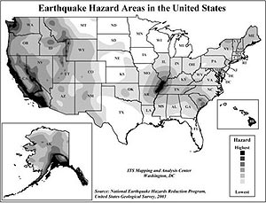 USA earthquake zones