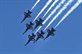 The Blue Angels, the Navy's demonstration squadron, fly in formation during the 2012 Marine Corps Air Station Miramar Air Show in San Diego, Oct. 12, 2012. The event is the largest military air show in the nation and coincides with Fleet Week activities in the city.  U.S. Marine Corps photo 
