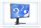 Image of a computer screen with question marks.