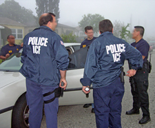 ICE agents in fog