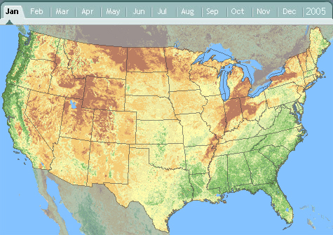 vegetation growth for the lower 48 states