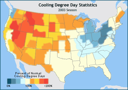 US map - Cooling Degree Day Statistics