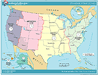 Standard time zones map