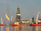 Photo of vessels and platforms responding to the Deepwater Horizon spill in 2010.