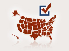 red United States map with a check mark