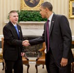 President Barack Obama greets Brandon Greene during a conversation on bullying with a small group from the Conference on Bullying Prevention, in the Oval Office, March 10, 2011. (Official White House Photo by Pete Souza) This photograph is provided by THE WHITE HOUSE as a courtesy and may be printed by the subject(s) in the photograph for personal use only. The photograph may not be manipulated in any way and may not otherwise be reproduced, disseminated or broadcast, without the written permission of the White House Photo Office. This photograph may not be used in any commercial or political materials, advertisements, emails, products, promotions that in any way suggests approval or endorsement of the President, the First Family, or the White House.