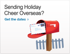 Send Holiday Cheer Overseas? Get the dates. Image of a letter in a mailbox.