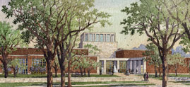 Library and Museum Approach Artist Rendering. Courtesy George W. Bush Foundation and Michael McCann for Robert A.M. Stern Architects, LLP.