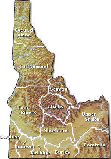 Idaho map with field office boundaries