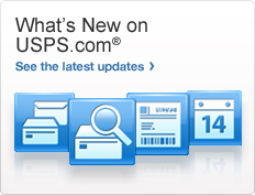 What's New on USPS.com®. See the latest updates>. Image of blue postal icons.