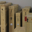 Crates of artifacts from the George W. Bush Presidential Library and Museum's temporary facility in Lewisville, Texas.
