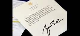 President George W. Bush's signature on the Oath of Office, January 21, 2005.