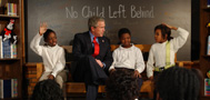 President George W. Bush greets fourth graders, January 5, 2004, at Pierre Laclede Elementary School in St. Louis, Missouri. (P36885-10)