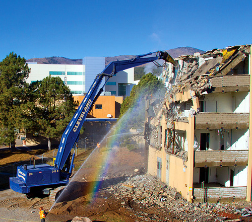 Old Adminitration Building razed to make way for modern facilities at Los Alamos National Laboratory