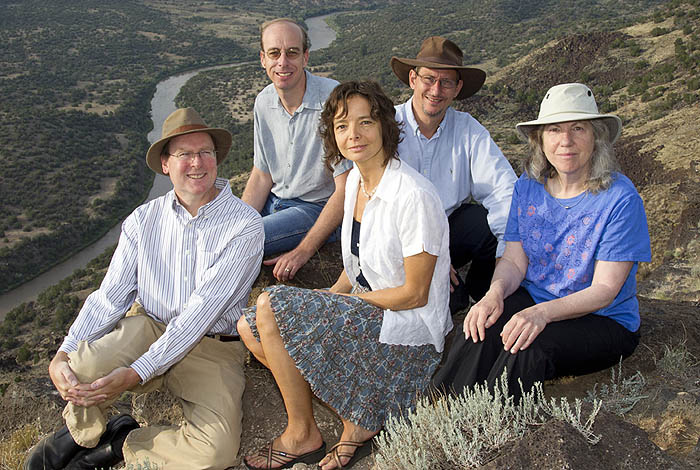 From left, Los Alamos scientists Joel Berendzen, Ben McMahon, Mira Dimitrijevic, Nick Hengartner and Judith Cohn
