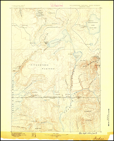 Thumbnail image of the 1886 Shoshone, Wyoming 30 minute series quadrangle (1:125,000-scale), Historical Topographic Map Collection. 