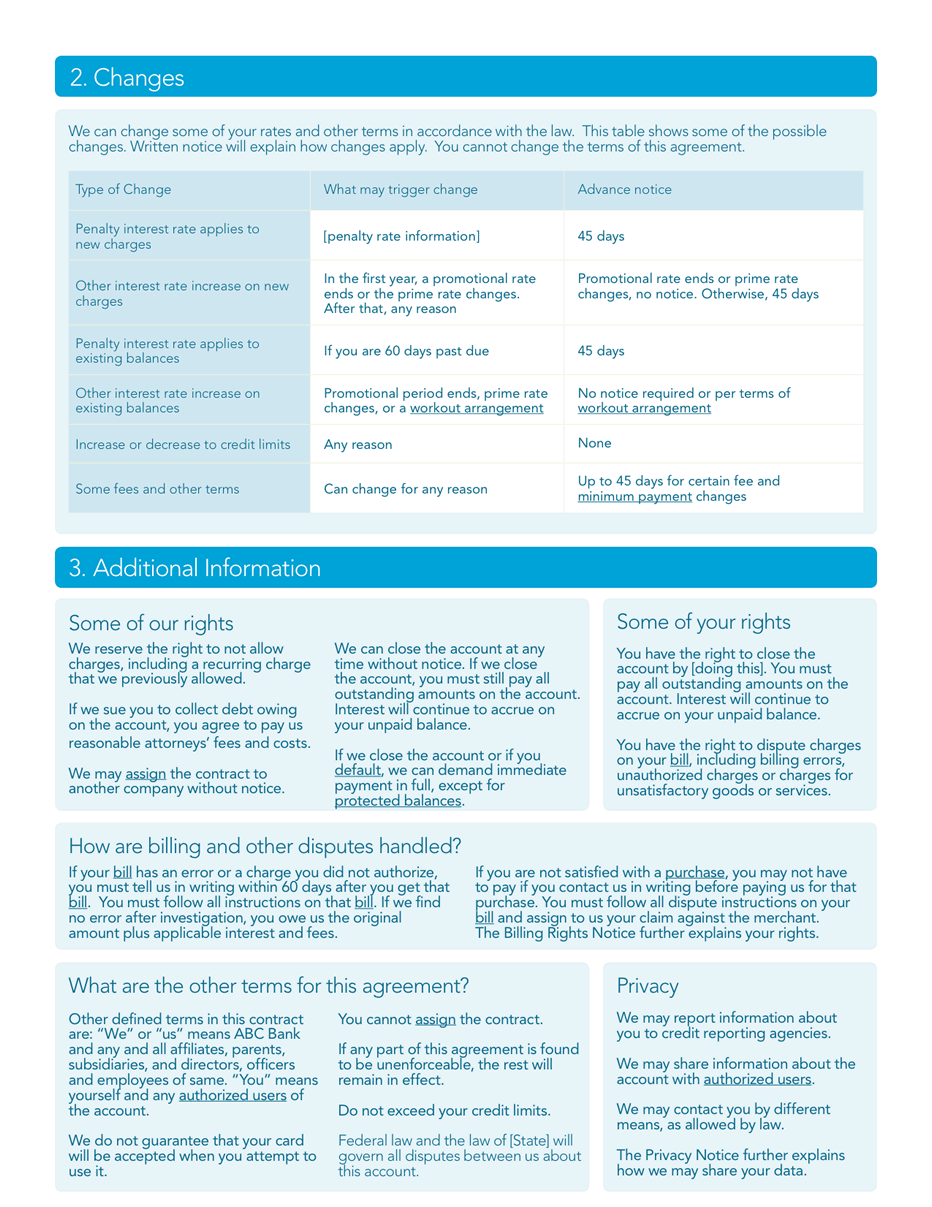 Proposed credit card disclosure, page 2