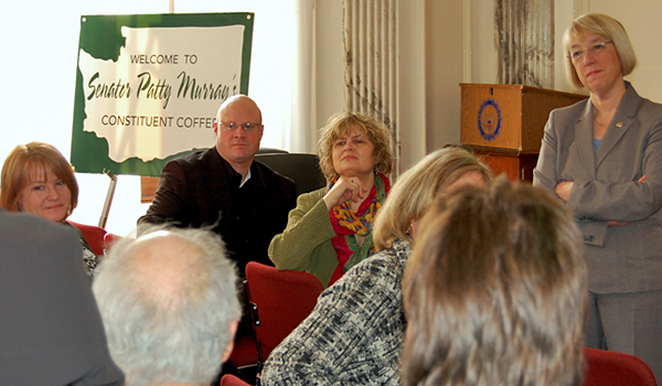 Senator Murray meets with constituents at her Wednesday morning weekly coffee.