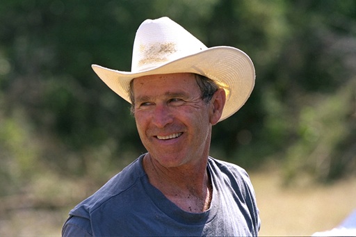 President George W. Bush at work clearing brush, August 28, 2005, at Prairie Chapel Ranch in Crawford, Texas.  (P20914-13)