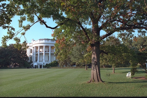 The White House, as seen from the South Lawn, October 8, 2001. (P8248-16A)