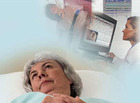 Image of woman undergoing a sleep study. - Click to enlarge in new window.