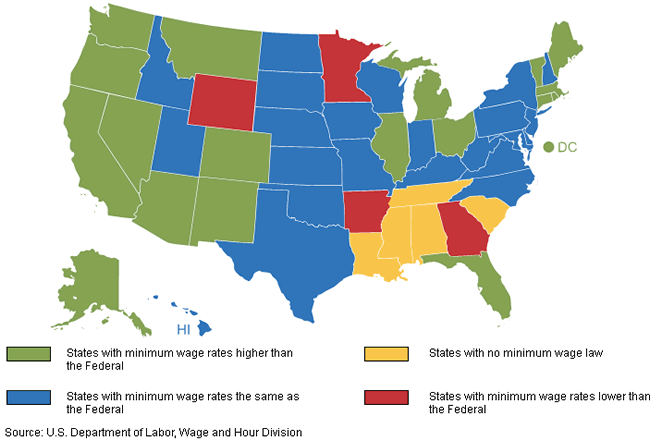 Chart 2. Minimum wage laws in the States, January 1, 2012