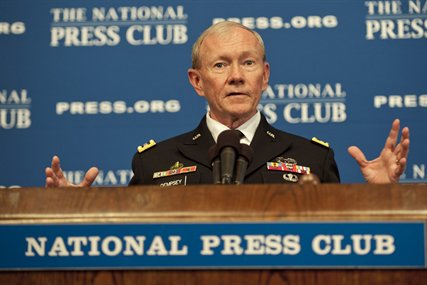Army Gen. Martin E. Dempsey, chairman of the Joint Chiefs of Staff, delivers remarks during the National Press Club luncheon in Washington, D.C., Oct. 10, 2012. Dempsey said the Defense Department depends on its relationships with partner nations in an effort to build stronger ties throughout the world.