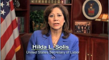 Still image of Secretary Solis from her video.