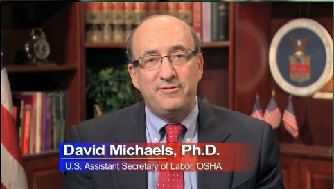 Still image from Dr. David Michaels Discusses Worker Safety and Health Challenge Video.