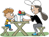 Mother and Child at a picnic table