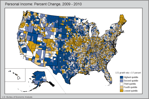 Map of US county local area personal income