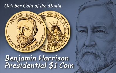 Coin of the Month - Benjamin Harrison Presidential $1 Coin