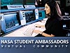 A woman sitting at a computer console with the words NASA Student Ambassadors Virtual Community underneath