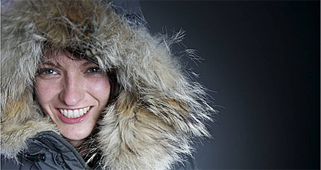 Oceanographer Carmen Boening wears a parka