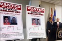 At a press conference in Tucson, Arizona on July 9, FBI Phoenix Special Agent in Charge James L. Turgal, Jr. listens as United States Attorney for the Southern District of California Laura E. Duffy announces indictments against five individuals suspected in the murder of U.S. Border Patrol Agent Brian Terry, who was killed in a shootout near the U.S.-Mexican border in Southern Arizona on December 14, 2010. Four of those suspects are currently fugitives, and a reward of up to $1 million is being offered for information leading to their arrest. Two of the suspects’ wanted posters are shown in the image above. For more information, see http://www.fbi.gov/news/news_blog/four-fugitives-sought-for-murder-of-border-patrol-agent. AP Photo