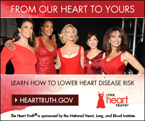 Text - "From Our Heart To Yours - Learn How To Lower Heart Disease Risk" Photo - Celebrity Red Dress Photo.