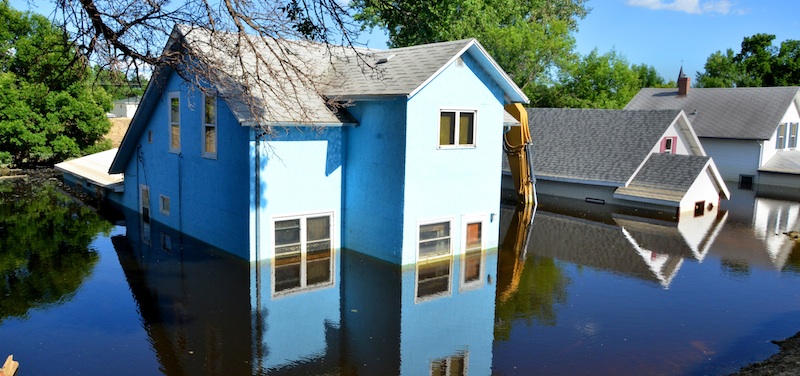 Flooded houses.