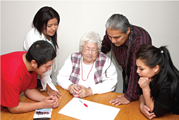 Native American Family creating a Family Emergency Plan