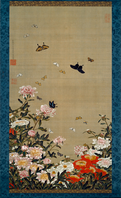 Image: Itō Jakuchu, Peonies and Butterflies (J. Shakuyaku guncho zu), c. 1757 (Horeki 7), ink and color on silk, Sannomaru Shozokan (The Museum of the Imperial Collections), The Imperial Household Agency
