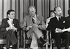 Dr. Theodore Cooper, President Gerald Ford, and Dr. Donald S. Fredrickson
  listening to HEW Secretary Casper Weinberger speak at the July 1, 1975, swearing
  in ceremonies of Dr. Cooper as the HEW Assistant Secretary for Health, and
  Dr. Fredrickson as Director of the NIH.