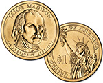 Presidential $1 Coin: Madison Obverse