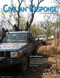Date: 05/19/2011 Description: Cover of the Spring 2011 issue of Civilian Response - Convoy of vehicles in Southern Sudan © State Dept Image by Clint Fenning