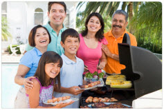 Family with grill
