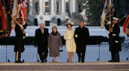 President George W. Bush and Mrs. Laura Bush and Vice President Dick Cheney and Mrs. Lynne Cheney appear on stage at the A Celebration of Freedom Inaugural Concert on the Ellipse in Washington, D.C., January 19, 2005.