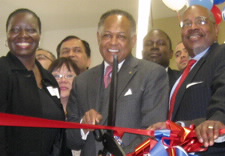 Richmond, VA Local Census Office opening on January 29, 2009.  Pictured from left to right:  Randall Williams, Richmond Local Census Office Manager. Somonica L. Green, deputy regional director, Charlotte Region. Dwight C. Jones, Mayor of Richmond. Arnold A. Jackson, Associate director for the Decennial Census, US Census Bureau. and lastly the Honorable Henry L. Marsh III, Virginia State Senate, District 16. Click for larger image.