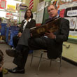 President George W. Bush reads to students, February 9, 2001, at J. C. Nalle Elementary School in Washington, D. C. (P1226-08)