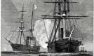 Two sailing vessels at sea in nineteenth century